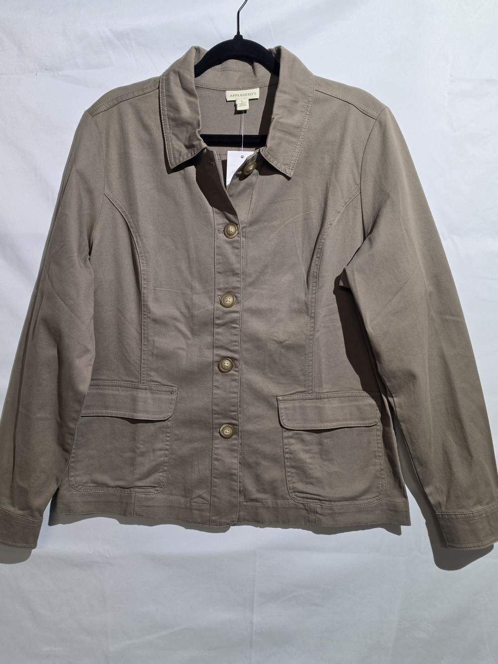 Appleseed's Cotton Twill Utility Chore Jacket Desert Tan Neutral Size L